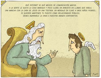 Un dios regaña a un ángel