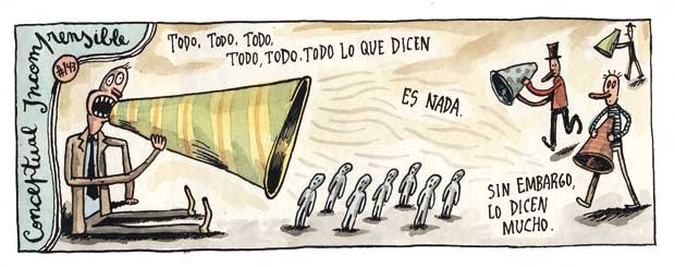 Personajes con megáfonos