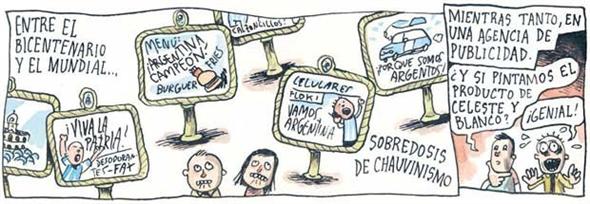 Muchos anuncios. ¡Viva la patria! Fax. Menú ¡Argentina campeón! Burguer. Celular. Vamos Argentina. Coche. ¡Porque somos argentos!